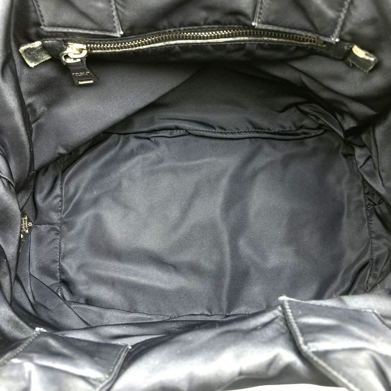 Prada Reversible Tote Shoulder Bag Handbag 2WAY Check Black Green Nylon Women