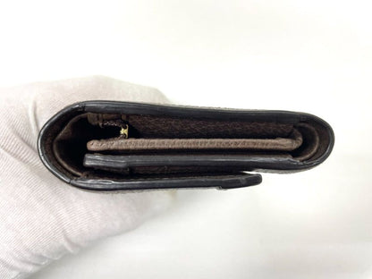 Gucci Ophidia GG Supreme PVC X Leather Compact Wallet 523174 Beige X Ebène Made