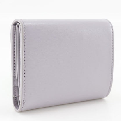Celine Triomphe Small Flap Wallet Compact Wallet Leather Purple Women's Trifold