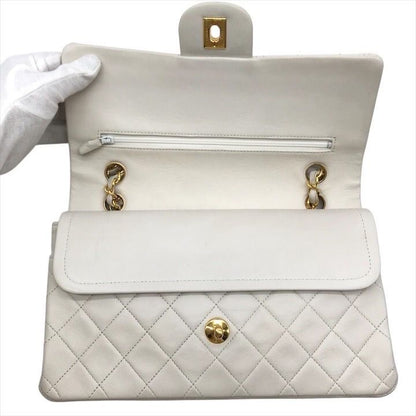 Chanel Lambskin Double Flap Chain Shoulder Bag White