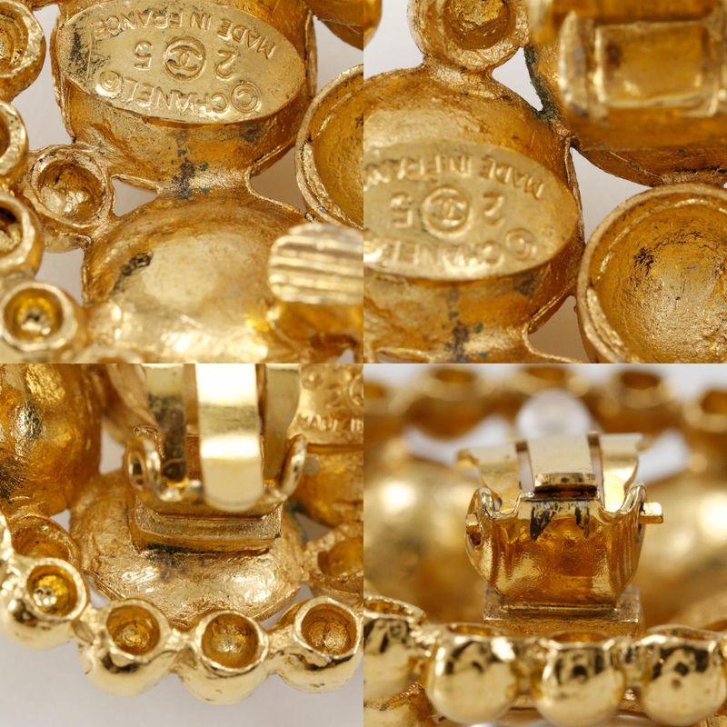 Chanel Vintage Gold Plated And Faux Pearl 25 Ladies 54.3g Earring