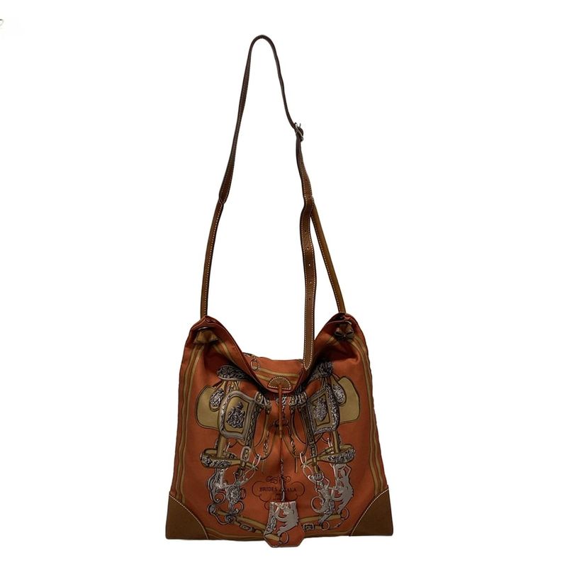 Hermes Shoulder Bag Silky City PM Orange And Beige And Multi Brides De Gala Silk