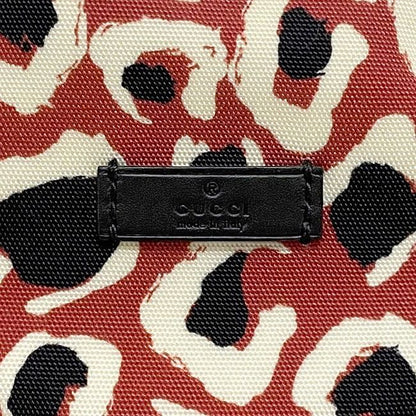 Gucci Tote Bag Red Black Leopard 282439 Excellent Condition
