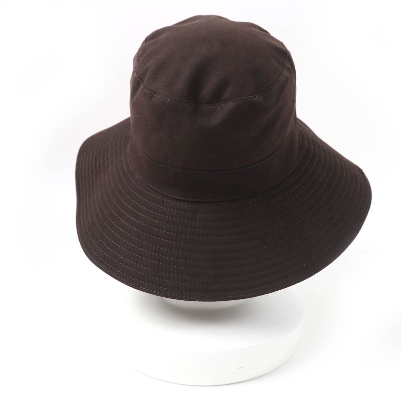 Hermes H Logo Embroidered Wide Brim Hat Dark Brown 56 Made In France Women