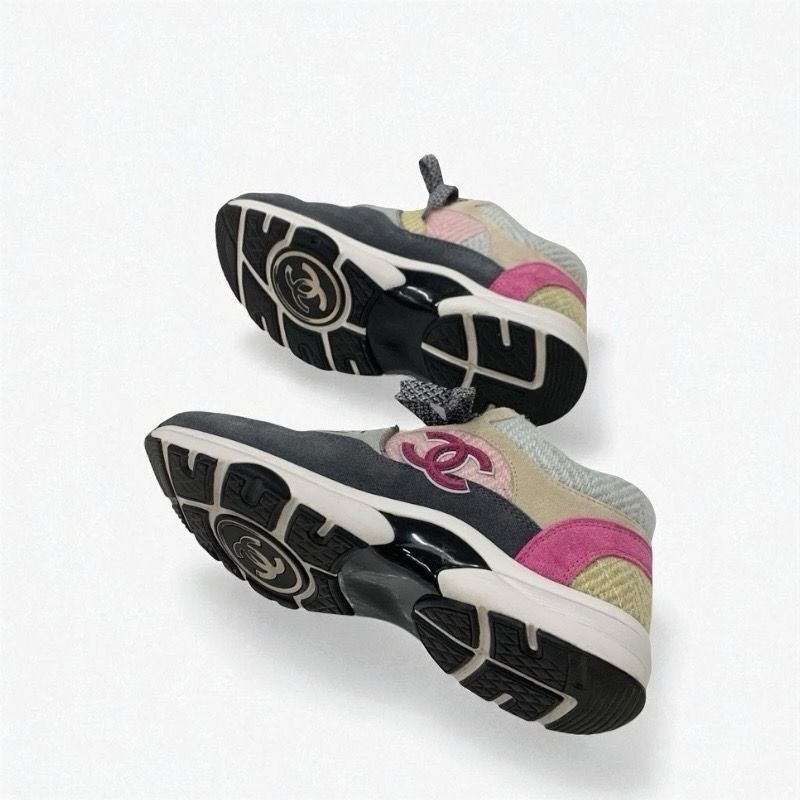 Chanel Sneakers Shoes Fabric Suede Multicolor Here Mark