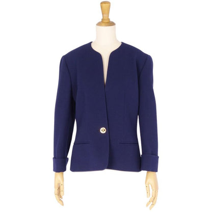 Vintage Celine Jacket Collarless Jacket Macadam Button Wool Outerwear Women 38