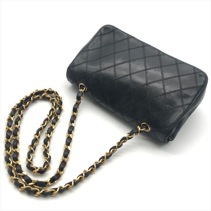 Chanel Big CC Logo Bicolor Push Lock Mini Quilted Chain Shoulder Bag Black