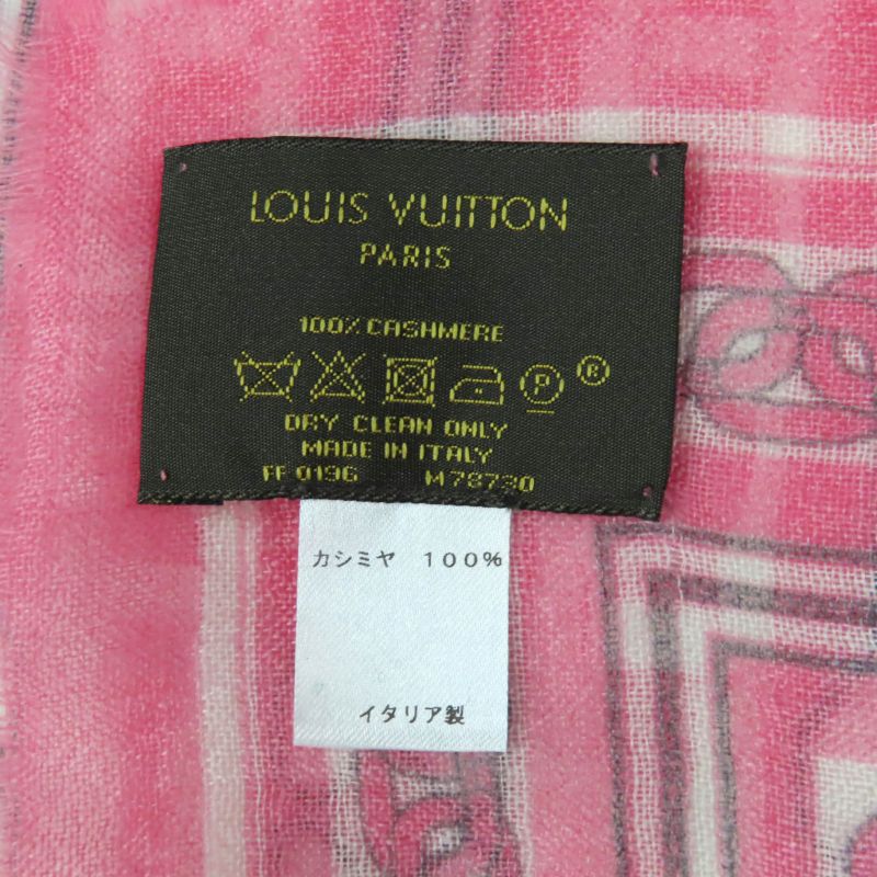 Louis Vuitton M78730 100% Cashmere Fringed Logo Design Large Size Stole Shawl