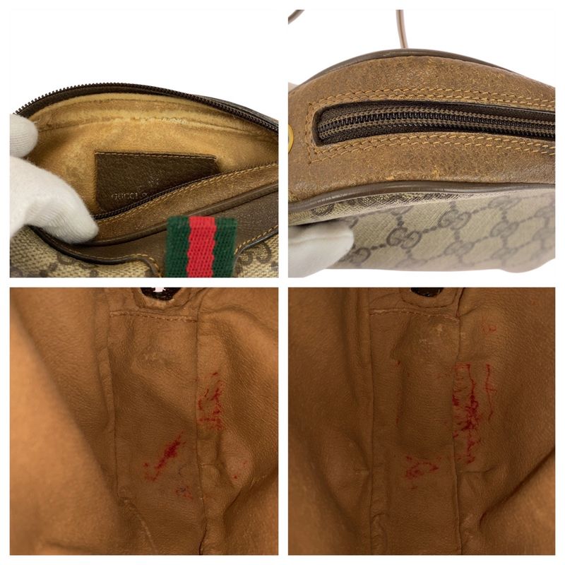 Gucci Vintage Sherry Line Beige Brown GG Supreme Canvas 89 02 066 Shoulder Bag