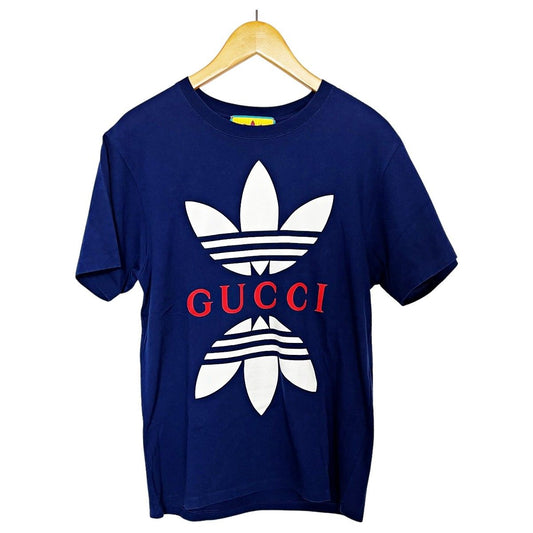 Gucci Adidas Collaboration Logo Print Short Sleeve T-Shirt Navy Size XS Men's
