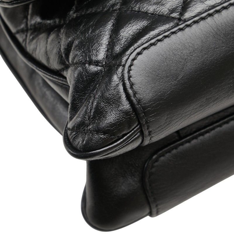 Chanel Coco Mark Matelasse Crossbody Chain Shoulder Bag Black Leather Women