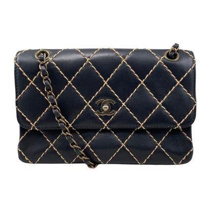 Chanel Shoulder Bag Wildstitch Line 14687 Matelasse Coco Mark Calf Leather