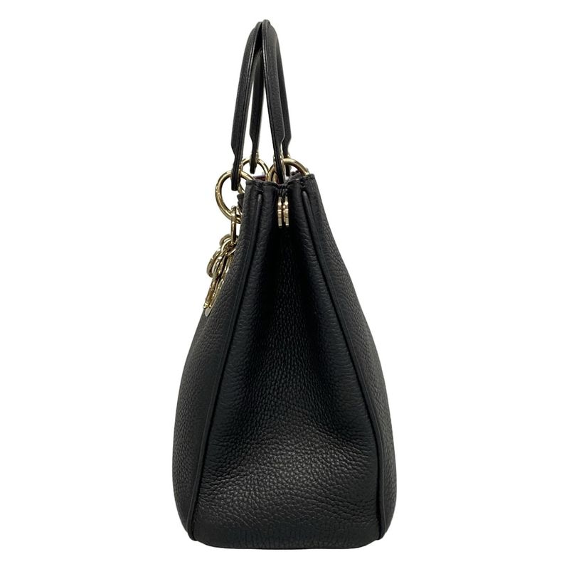 Dior/christian Dior Tote Bag Diorissimo Black Leather