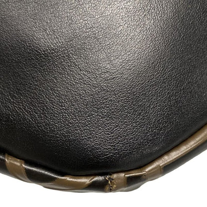 Fendi Waist Pouch Zucca Pattern 7va434 Dark Brown And Black Leather
