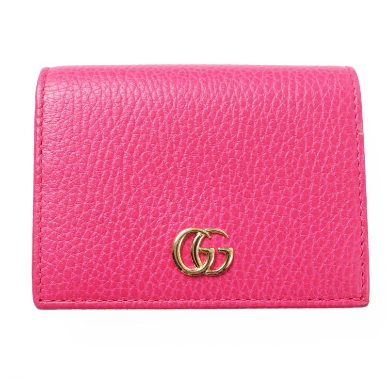 Gucci 456126 GG Marmont Leather Mini Wallet/bifold Wallet Shocking Pink Gold