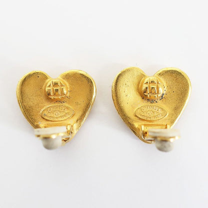 Chanel Earring Heart Coco Mark Gold Pair Accessories - Fashion