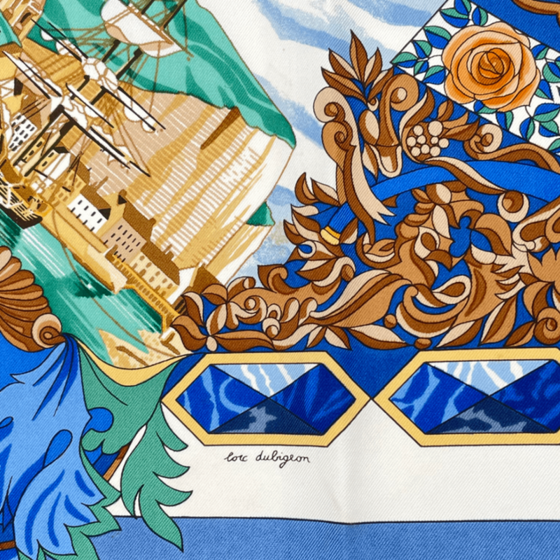 Hermes Carre 90 L'entente Cordiale French-english Alliance Blue X Multicolor