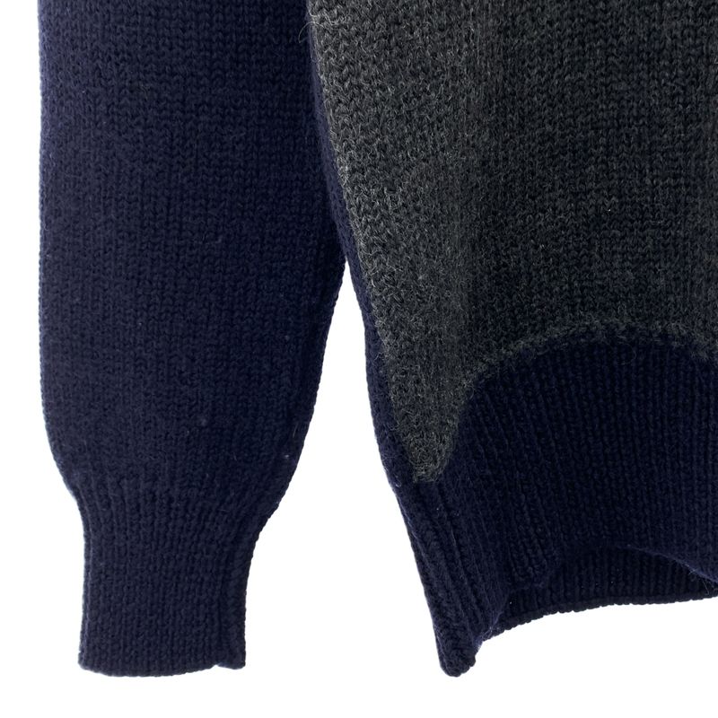 Bottega Veneta | Wool Bicolor Crewneck Knit | 46 | Navy Gray | Men's