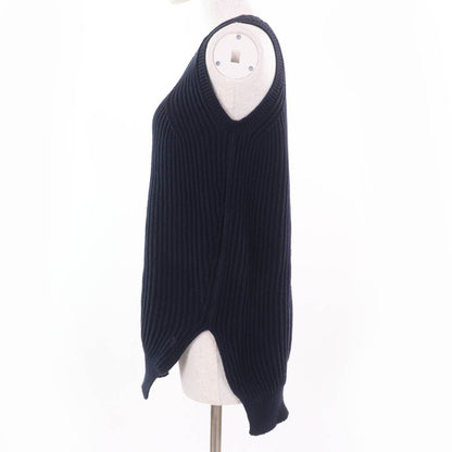 Celine 2 3m87/3259 100% Cotton Phoebe Philo Chunky Knit Oversized Vest Navy XS