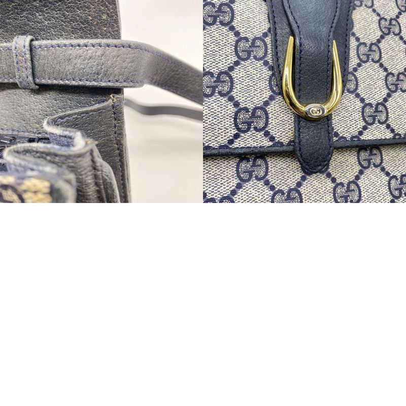 Gucci 904 02 Old Gucci Shoulder Bag Messenger GG Supreme Vintage Navy Ladies