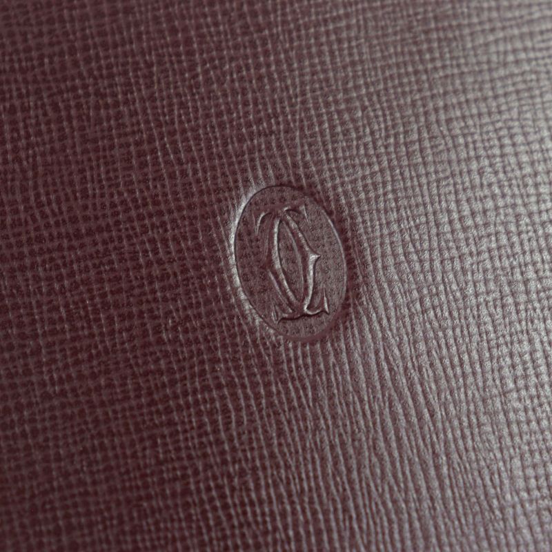 Cartier Must Line Leather Logo Engraved Bifold Long Wallet Billfold Long Wallet