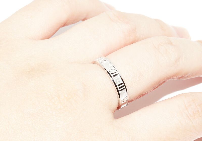 Tiffany & Co Ring 18K White Gold Atlas Narrow Ring Width 4mm (016in)