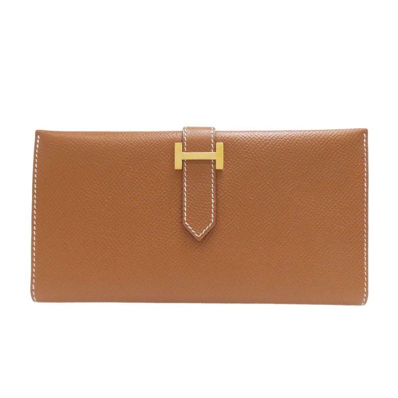 Hermes Bearn Classic Gold Hardware Long Wallet With Coin Purse Courchevel Women