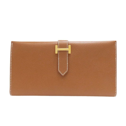 Hermes Bearn Classic Gold Hardware Long Wallet With Coin Purse Courchevel Women