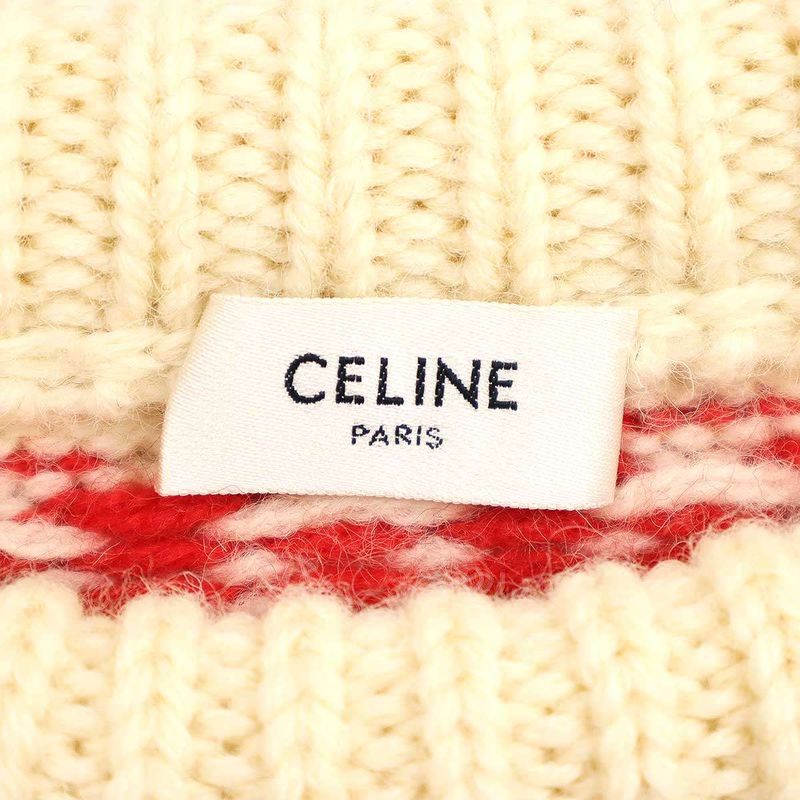 Celine 21aw Oversize D Shetland Crewneck Sweater 2a38q107o Ivory XS