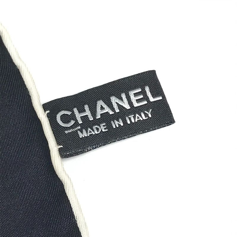 Chanel Scarf Logo Camellia Silk Black