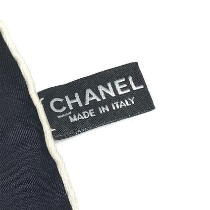 Chanel Scarf Logo Camellia Silk Black
