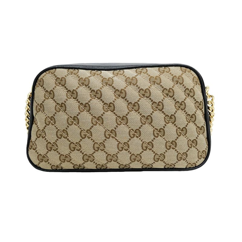 Gucci GG marmont Shoulder Bag Beige Black Quilted Canvas 447632 Women's