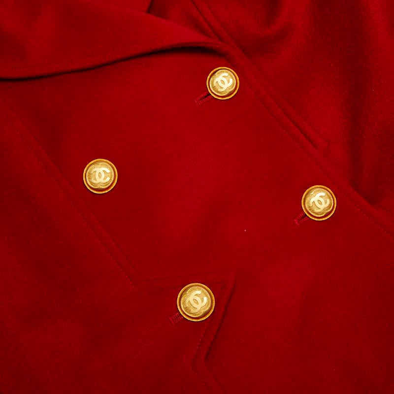 Chanel Coco Mark Button Jacket Double Size: 38 P08267v05008 Red Cashmere