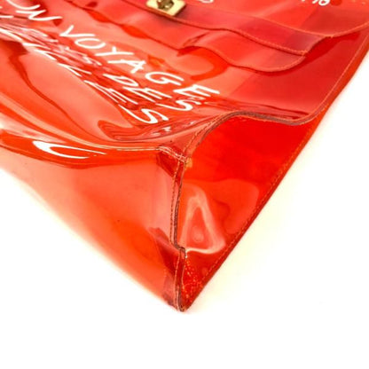 Hermes Vinyl Kelly Clear Hand Bag Orange