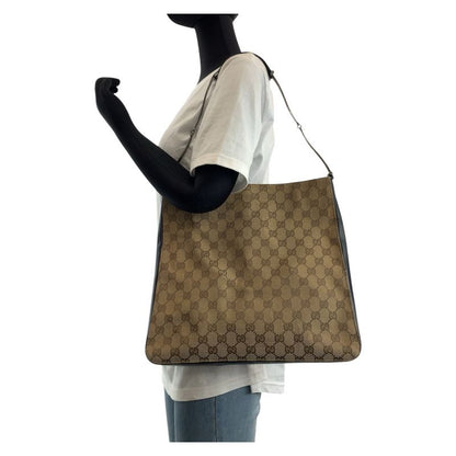 Gucci Brown Silver Hardware GG Canvas/leather 001 3181 Shoulder Bag Women 504849