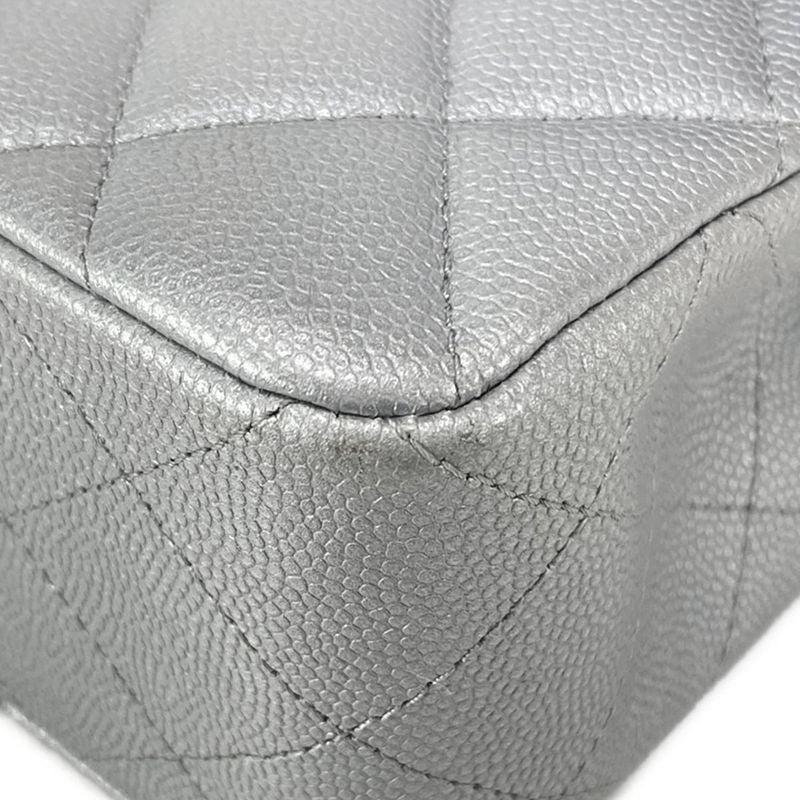 Chanel Shoulder Bag Double Flap Matelasse A01113 Metallic Gray Metal Serial