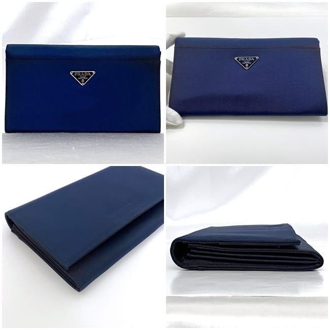 Prada Bifold Long Wallet Navy Blue Tessuto Wallet Nylon Preowned