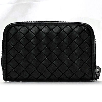 Bottega Veneta Coin Case Black Intrecciato Coin Purse Excellent Condition
