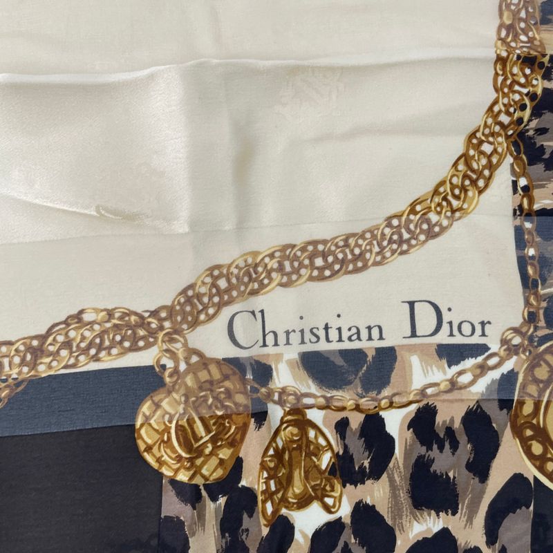 Christian DIOR Large Logo Scarf Silk Blawan