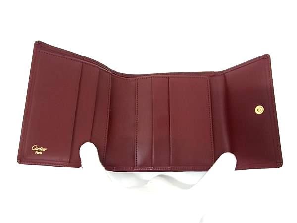 Cartier Leather Trifold Wallet With Coin Purse Coin Purse Billfold Bordeaux