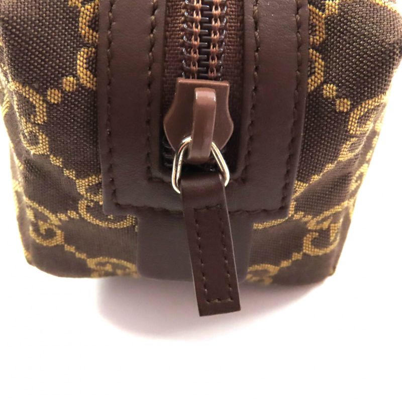 Gucci 002058 GG Canvas Leather Use Cosmetic Pouch Brown With Box Made In Italy