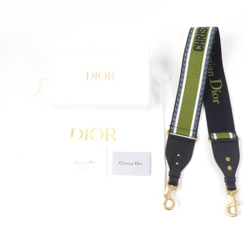 Christian DIOR Canvas Leather Logo Shoulder Strap Multicolor Goldhardware With
