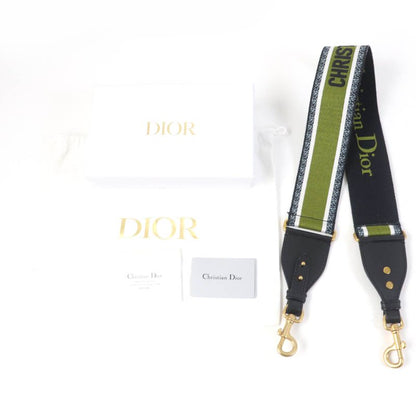 Christian DIOR Canvas Leather Logo Shoulder Strap Multicolor Goldhardware With