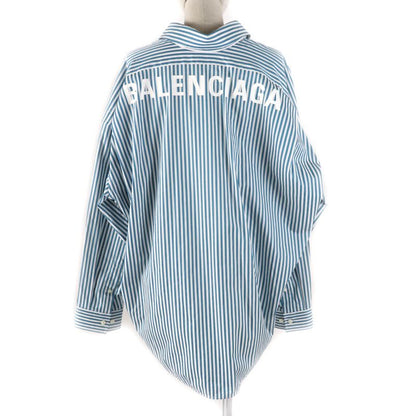 Balenciaga 21AW 622050 100% Cotton Logo Stripe Oversized Long Sleeve Shirt