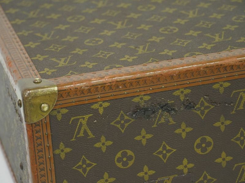 Authentic Louis Vuitton LV Bisten 50 Monogram Trunk Travel Bag Handbag Brown