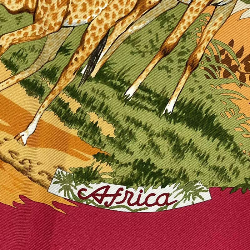 Hermes Silk Scarf Carre 90 Africa Red