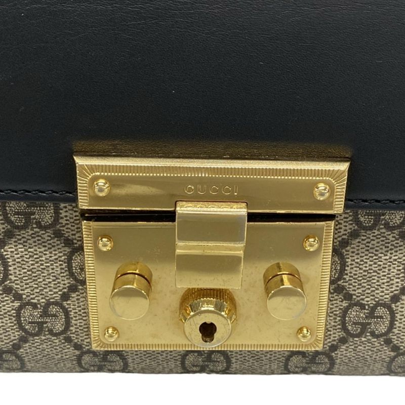 Gucci Shoulder Bag Padlock GG Small 409487 Black X Brown X Multi Chain Shoulder