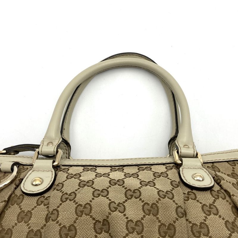 Gucci 247902 Tote Bag Beige/white GG Canvas/leather Ggkey Holder Ladies Fashion