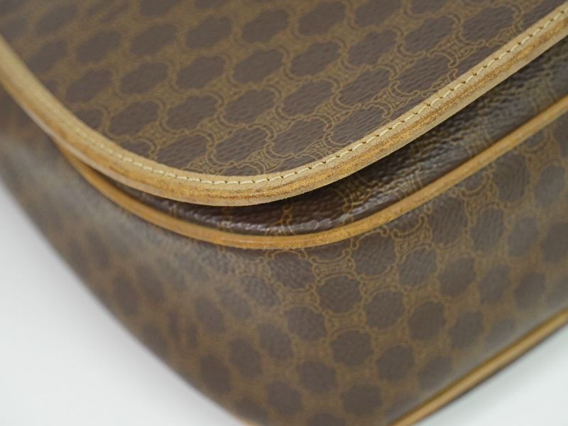 Authentic Celine Macadam Shoulder Bag Pochette PVC Brown Macadam Bag Pre-owned