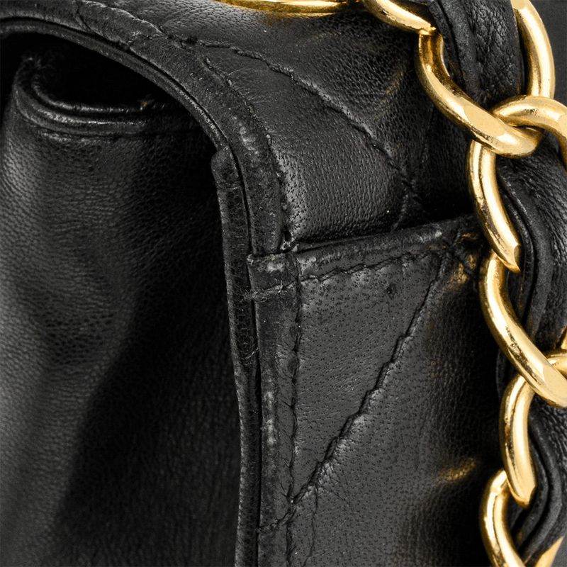 Chanel Matelasse Coco Mark Chain Shoulder Bag Lambskin Black Gold Hardware